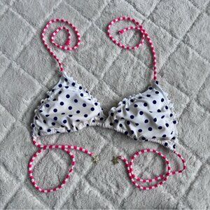 Victoria's Secret | White and Navy Polka dot Triangle Bikini Top | Size Large